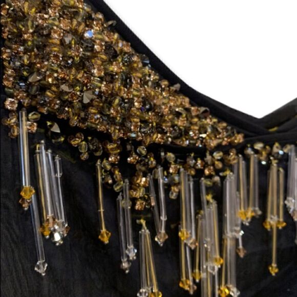 PRADA Crystal&Bead Embellished Sheer Black Dress - Picture 9 of 15